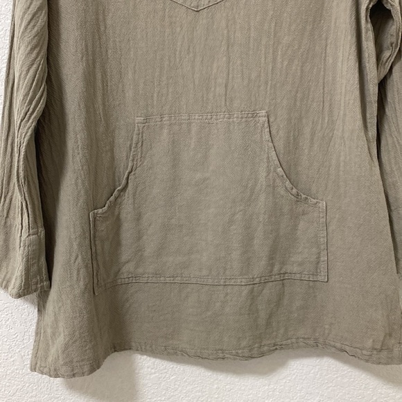 Sea Breeze Cotton Tunic Top Women's XS Gauzy Kangaroo Pocket Tan - Picture 3 of 8